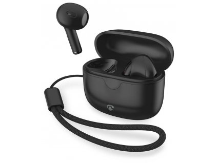 NEDIS bezdrátová sluchátka + mikrofon/ TWS/ BT/ 94 dB/ výdrž 16 hodin/ hlasové ovládání/ nabíjecí pouzdro/ USB-C/ černé