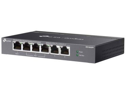 TP-Link DS106GPP, Omada switch, 1x Gigabit PoE++, 3x Gigabit PoE+, 2x GLAN, 64W PoE budget, Extend mod