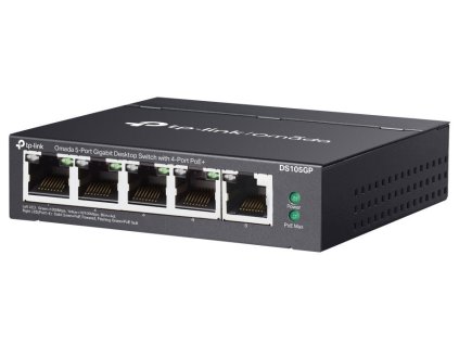 TP-Link DS105GP, Omada switch, 4x Gigabit PoE+, 1x GLAN, 65W PoE budget