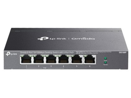 TP-Link DS106P, Omada switch, 4x 100 Mbps PoE+, 2x LAN, 67W PoE budget, Extend mod