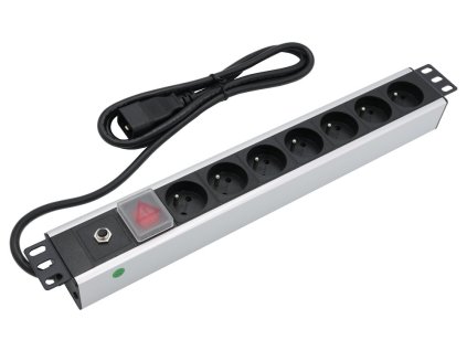 XtendLan 19'' rozvodný panel 7x 230V, ČSN, s proudovou ochranou, vypínačem a koncovkou 16A/C20, 1,8 m