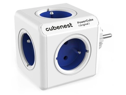 Cubenest Powercube Original,  5× zásuvka, bílá/modrá, dětská pojistka, uzemnění, max. 16A/250V~3680W/50-60Hz