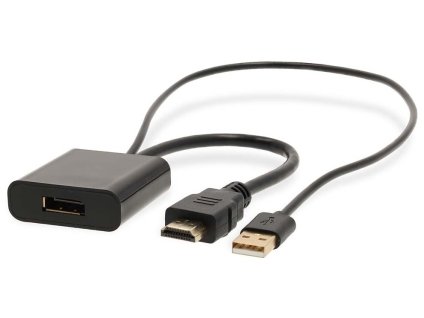 NEDIS adaptérový kabel HDMI - DisplayPort/ zástrčka HDMI - zásuvka DisplayPort/ USB napájení/ 20cm/ box/ černý