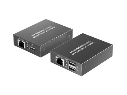XtendLan CAT6 HDMI extender, vysílač+přijímač, 40m 4k/2k/1080p po jednom CAT6 kabelu, POC, přenos IR a USB (KVM)