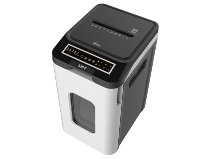 AT skartovač AT-350AF/ řez 2x12 mm/ pracovní síře 240 mm/ kapacita 350 listů/ objem koše 53 l/ stupeň utajení P5/ černý
