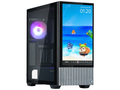 Zalman skříň Z10 DS / Middle Tower / 3x120mm fan / 2x USB 3.0 / USB-C / odnímatelný 15.6 displej / tvrzené sklo / černá
