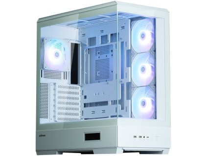 Zalman skříň P50 DS / Middle Tower / 4x120mm ARGB fan / 2x USB 3.0 / USB-C / panoramatická / bílá