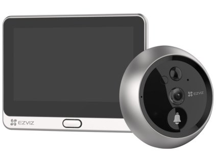 EZVIZ chytrý dveřní videotelefon DP2 2K/ Wi-Fi/ kamera 2304 x 1296/ H.265/ kukátko/ zvonek/ IR do 5m/ PIR/ LCD 4,3"