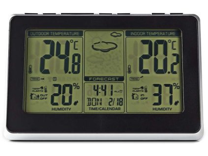 NEDIS meteostanice WEST400B/ vnitřní a venkovní/ digitální/ bezdrátový senzoru počasí/ předpověď počasí/ čas/ LED/ budík