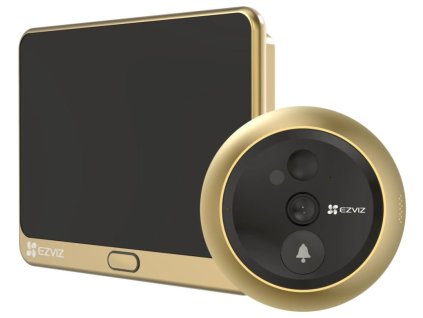 EZVIZ chytrý dveřní videotelefon DP2C/ Wi-Fi/ kamera 1080p/ H.265/ kukátko/ zvonek/ IR do 5 m/ PIR/ LCD 4,3"/ zlatý