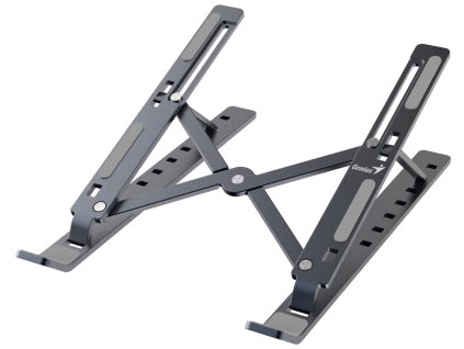 GENIUS G-Stand M250 přenosný stojan na notebook, tablet a telefon, hliníkový, 7 pozic, skládací, kovově šedý
