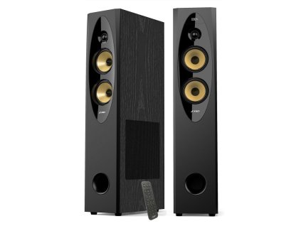 POŠKOZENÝ OBAL - FENDA F&D repro T-60X Pro/ 2.0/ 120W/ černé/ dřevěné/ BT5.3/ NFC/ FM rádio/ USB/ optický vstup/ dálkové ovlád...