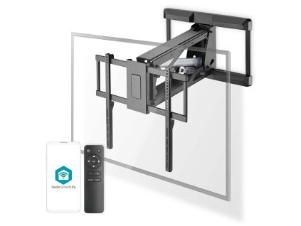 NEDIS nástěnný TV držák/ 37 - 75"/ nosnost 35 kg/ motorizovaný/ otočný/ vdálenost od stěny 48,5 cm/ DO/ ocel/ černý