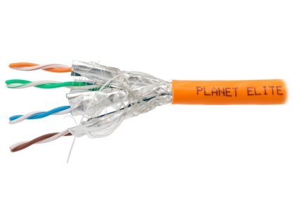 PLANET Elite kabel FTP, drát, Cat 7, 4pár, 600MHz, SFTP LS0H B2ca- stíněný každý pár, oranžový, Dca, balení 500m