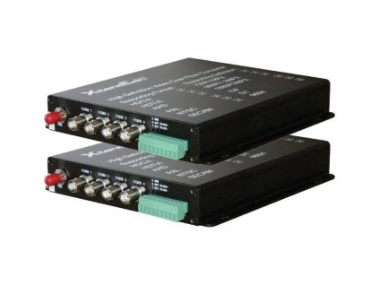 XtendLan HD-CVI/AHD/TVI/PAL opto konvertor, až do 1080p, 4x Video, 1x COM, ST, single i multimode, pár