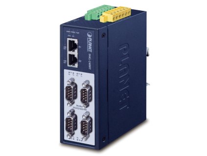 Planet MODBUS průmyslová brána RS-232/422/485 na IP, 4x COM, 100Base-TX, RTU/ACSII, -40až+75°C, 12-48VDC, IP40