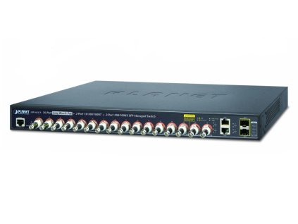 Planet LRP-1622CS, COAX PoE switch, 16x 100Base-TX, 2x SFP/TP, IEEE802.3at, Web/SNMPv2c, IGMPv3, QoS, VLAN