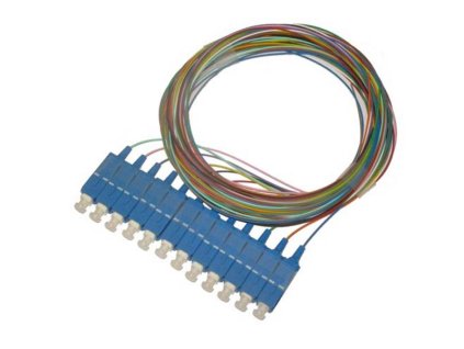XtendLan FO pigtail SC, 9/125, 0,9mm, 1m, LS0H, ZWP, sada 12ti pigtailů různé barvy, G.652d