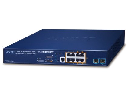 Planet MGS-6320-8HP2X L3 switch, 4x1Gb, 4x2.5Gb, 2x10G SFP+, 4x PoE 802.3at 240W