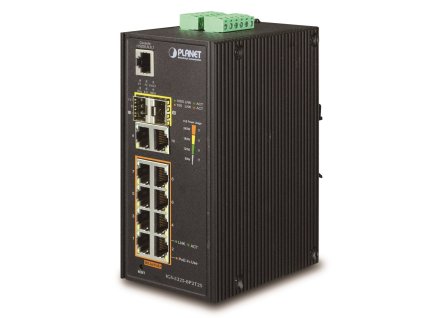 Planet IGS-5225-8P2T2S průmyslový L3 switch, 8x1Gb, 2x1Gb SFP, 8x PoE 802.3at 240W -40~75°C, dual 48-54VDC, IP30