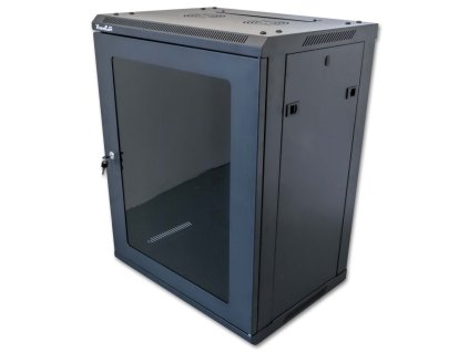 XtendLan 15U/600x450, na zeď, jednodílný, rozložený, skleněné dveře, černé