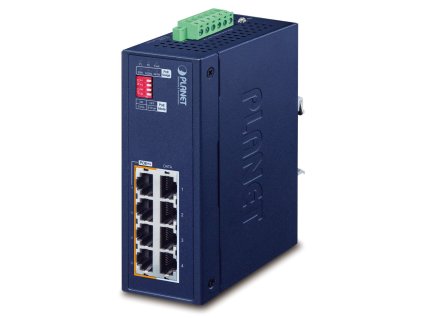 Planet IPOE-470 PoE průmyslový injektor, 8x 1Gb, 4x 802.3bt 95/240W, DIN, IP30, -40~75°C, 48-54VDC