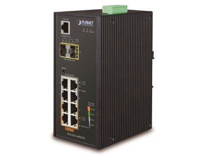 Planet IGS-4215-4P4T2S průmyslový L2 switch, 4x1Gb, 2x1Gb SFP, 4x PoE 802.3at 140W, 48-54VDC, -40~75°C, IP30