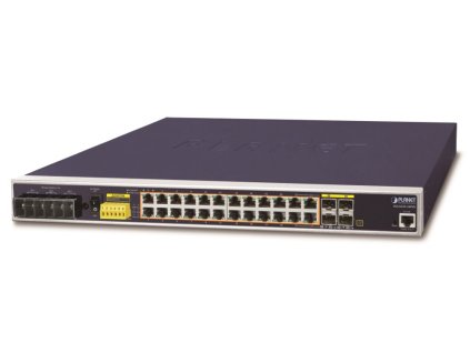 Planet IGS-6325-24P4S průmyslový L3 switch, 24x1Gb, 4x1Gb SFP, PoE 802.3at 440W, 48-56VDC, -40~75°C, IP30, fanless
