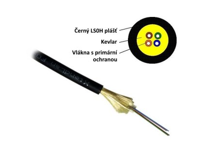 XtendLan FO kabel, 9/125, 4c, DROP, 3,6mm LS0H, černý, G.657A, 1000N, balení 500m s konektory