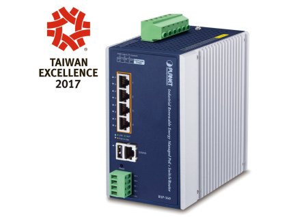 Planet BSP-360 v3 průmyslový solární switch/router, 5x1Gb, 4x PoE+ 802.3at 120W, baterie, 24-45VDC, -10~60°C, IP30