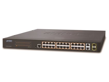 Planet FGSW-2624HPS L2 switch, 24x100Mb, 2x1Gb SFP, 24x PoE 802.3at 220W