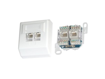 XtendLan Zásuvka 2xRJ45 nestíněná, na zeď, šikmý vývod, narážecí LSA