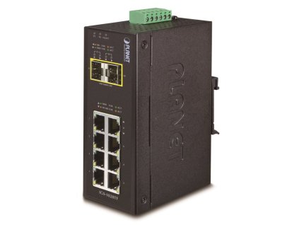 Planet IGS-1020TF Průmyslový Switch 8x 10/100/1000T, 2x 100/1000X SFP, -40~+75°C