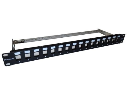 XtendLan Patch panel 19", 16 portů, Cat6a, stíněný, s keystone