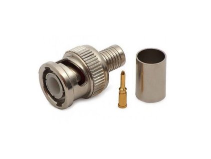 XtendLan Konektor krimp. BNC/M na RG6 (3-dílný: tělo, pin, krimp. trubička), 75 Ohm