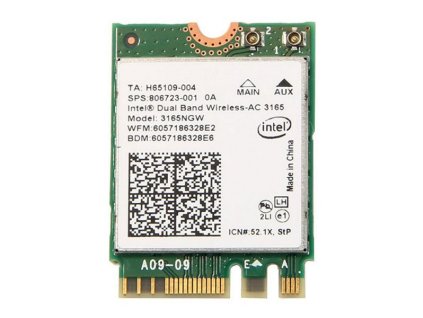 XtendLan M.2 Intel AC3165 WiFi 802.11b/g/n/ac 2,4GHz + 5GHz  +  Bluetooth 4.2