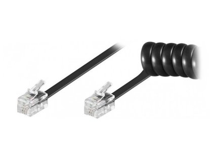 XtendLan Kabel telefonní 4 žíly, černý, kroucený, 2m,konektory 4p4c