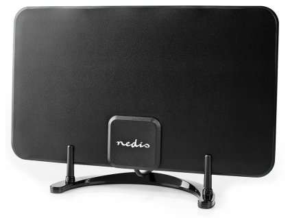 NEDIS aktivní pokojová DVB-T/T2 anténa/ FM / UHF / VHF/ rozsah příjmu 0-25 km/ LTE700/ zesílení 26 dB/ ABS/ černá