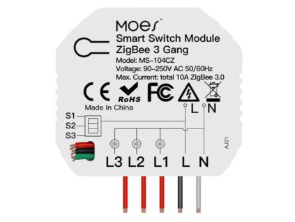 WM-104C-MS - 3 kanálový mini WiFi spínač elektrických spotřebičů; AC 90-250V, Total 10A