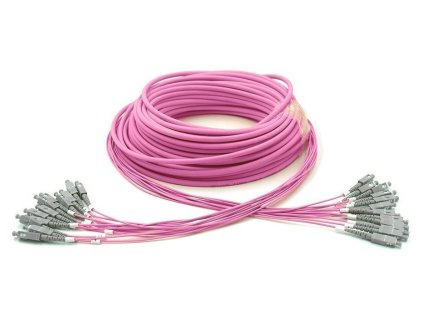 XtendLan FO konektorovaný kabel LC-SC 10m 50/125, 12 vláken,LS0H, OM4, průměr 12.5mm, vývody 50 cm s průměrem 2mm