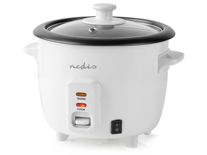 NEDIS rýžovar/ spotřeba 300 W/ objem 0,6 L/ nepřilnavý povrchy/ vyjímatelná miska/ automatické vypnutí/ bílý