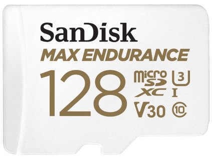 SanDisk MAX ENDURANCE microSDXC 128GB / C10, U3, V30 / 60,000 Hours / + SD Adaptér
