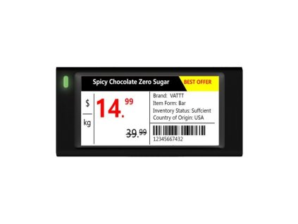 Dahua ESL-E4026A-BN elektronický štítek/ 2,66" 296x152/ 83 × 41 × 12,1mm/ 4 barvy/ NFC/ černý