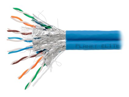PLANET kabel SFTP, drát, Cat 6A, 4p, 500MHz, LS0H, TWIN stíněný každý pár,Planet Elite, modrý, Dca, balení 2*100m