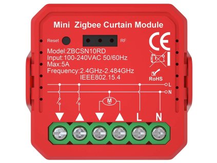 NEDIS chytrý spínač žaluzií/rolet/ 1000W/ připojení terminálu/ Zigbee 3.0/ Android/ iOS/ Nedis® SmartLife/ červený