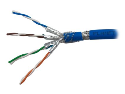 PLANET kabel SFTP, drát, Cat 6A, 4p, 500MHz, LS0H, stíněný každý pár, Planet Elite, modrý, Dca, cena za 1m na desítky m