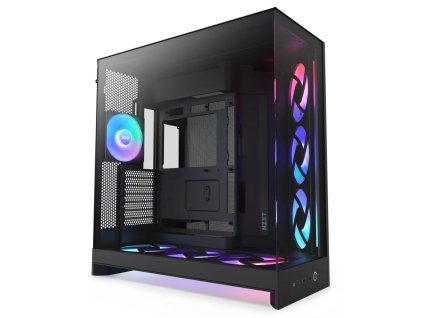 NZXT skříň H9 Flow ARGB+ dvoukomorová ATX / 6xRGB 140 mm / 1x 120mm fan / prosklená / controller / černá