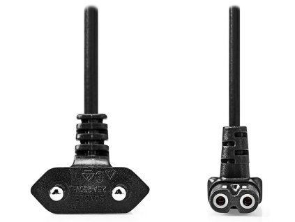 NEDIS napájecí kabel pro adaptéry/ Euro zástrčka - konektor IEC-320-C1/ úhlový-úhlový/ dvoulinka/ černý/ bulk/ 2m