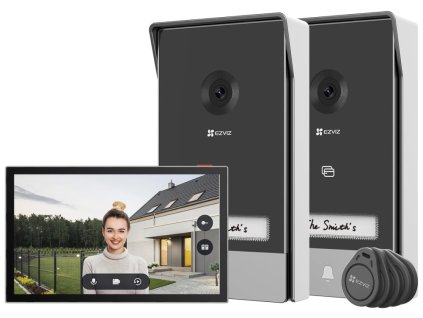 EZVIZ chytrý domácí interkom HP7 2-Entry Kit/ Wi-Fi/ 2048 x 1296/ 7" dotykový monitor/ 2x interkom/ IP65/ černo-stířbrný