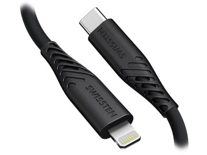 Swissten datový kabel soft silicone usb-c / lightning 1,5 m 60w černý